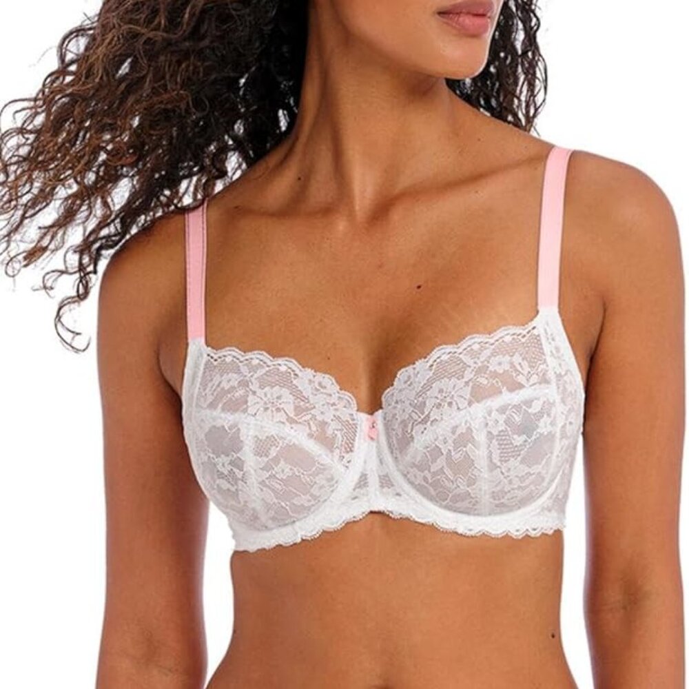 ✨Freya Women's Offbeat Side Support Underwire Bra (AA5451) 34K NWT White/Pink